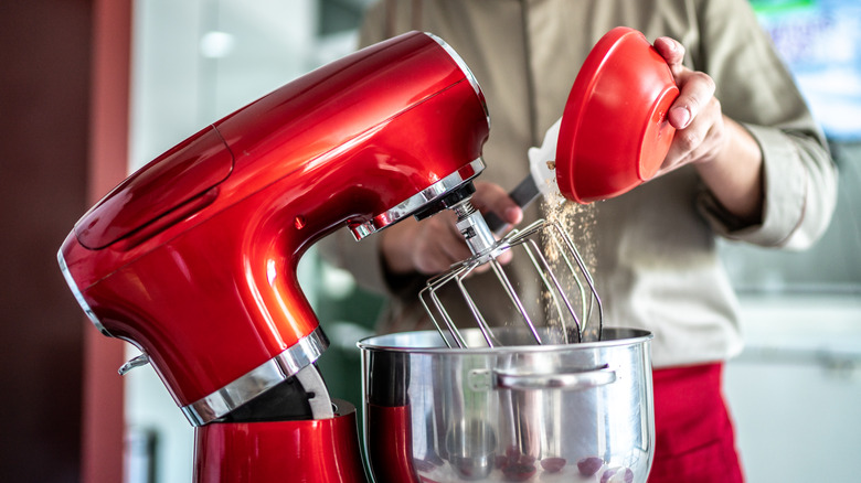 red standing mixer