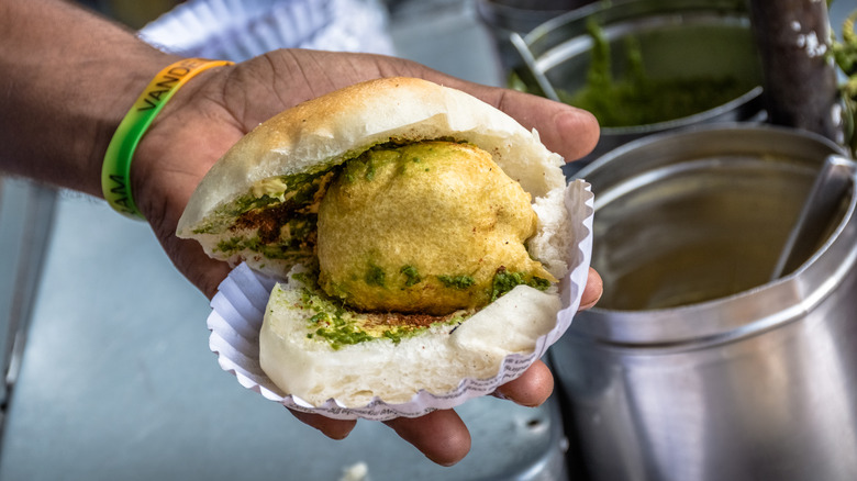 Vada pav served on a plate