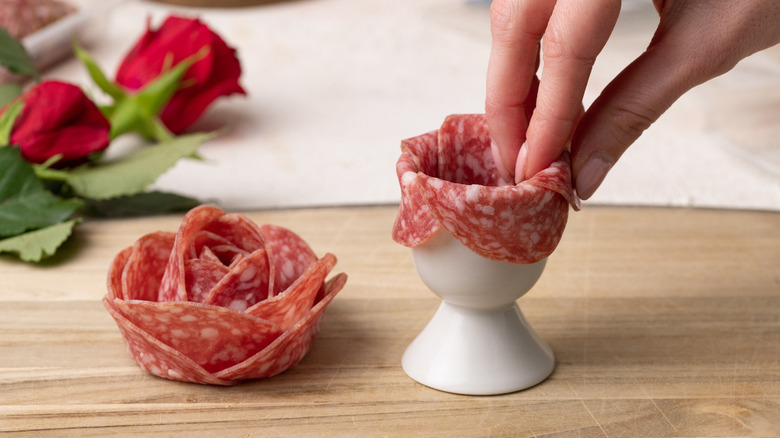 creating salami roses 