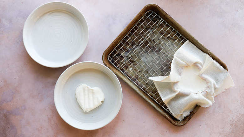 Small cheese heart on plate