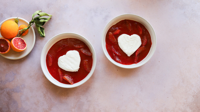 Two plates with cheese hearts