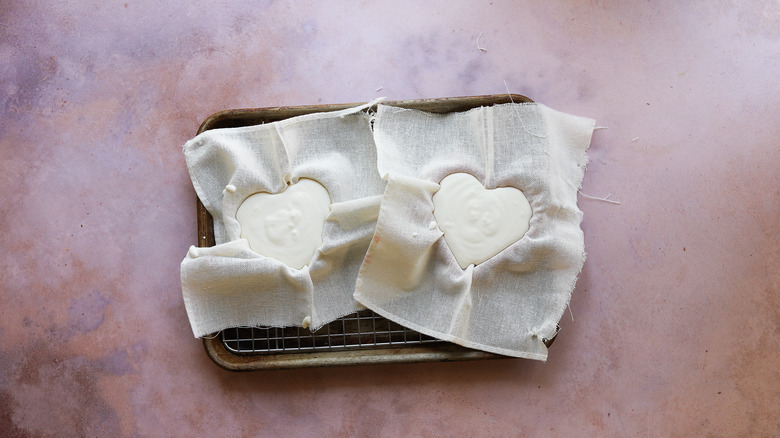 Cheese added to heart molds