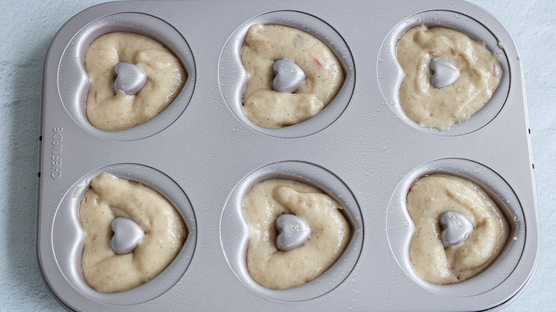 donut batter in pan