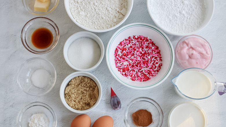 donut ingredients on table 