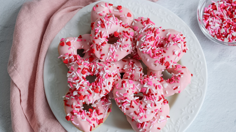 heart donuts on plate