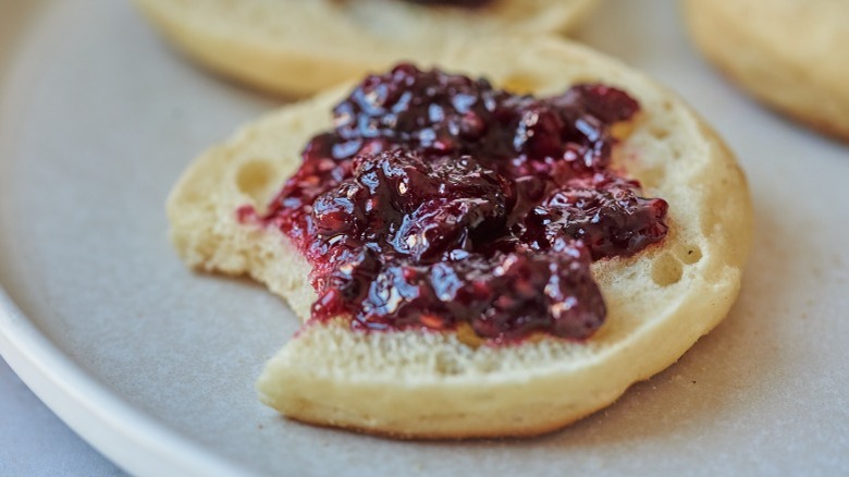 jam on english muffin