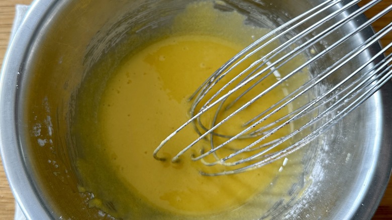 Whisked yolks and cornstarch