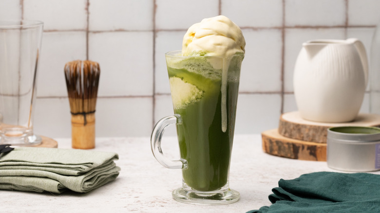 vanilla matcha ice cream float