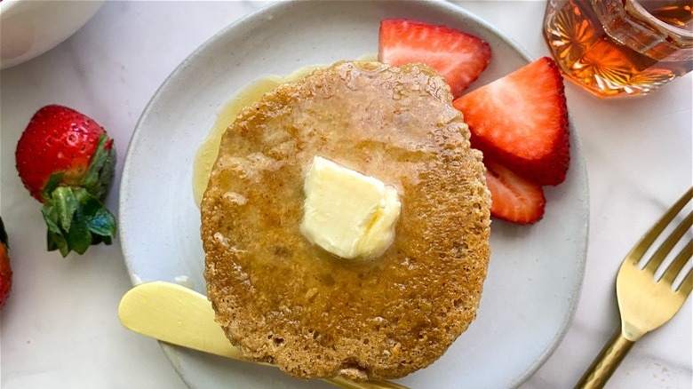 pancakes on plate with butter