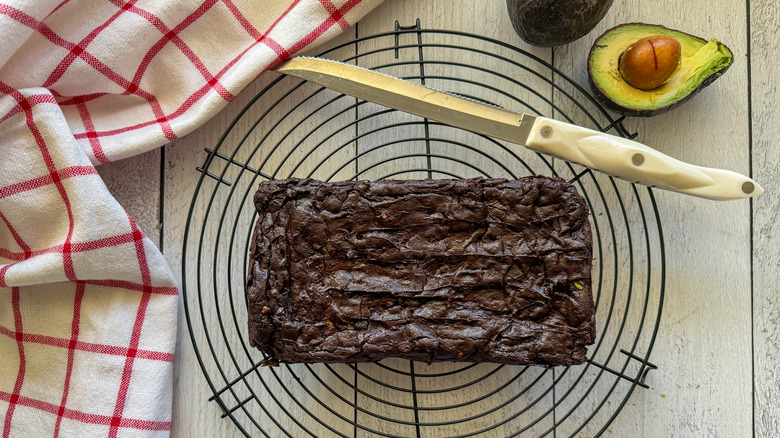 baked brownies uncut on wire rack