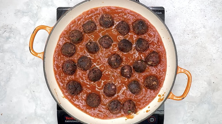 "meatballs" in marinara sauce