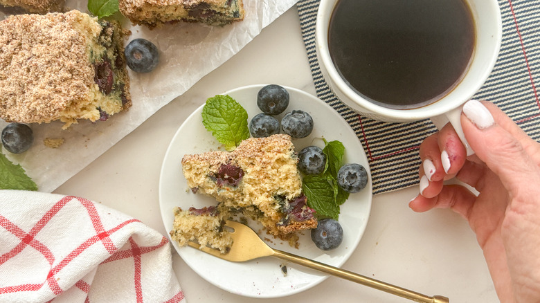 blueberry cake on plate