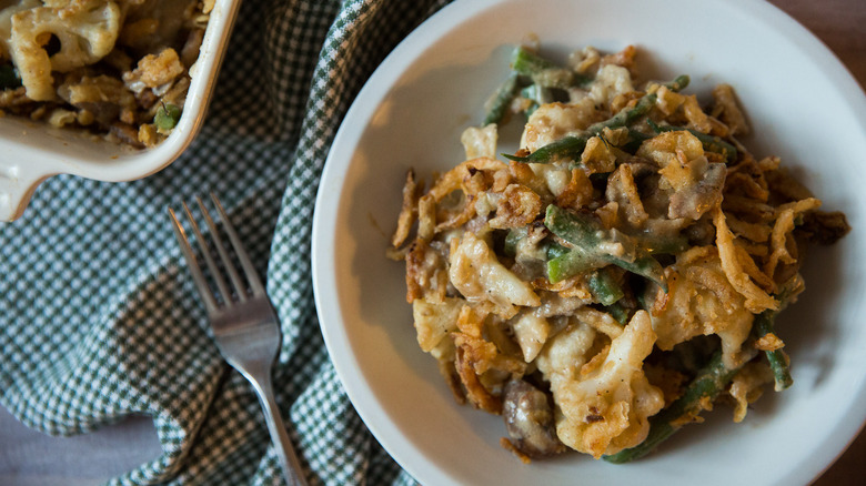 green bean casserole close up