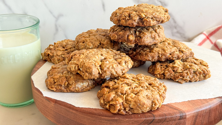 cookies on wood tray