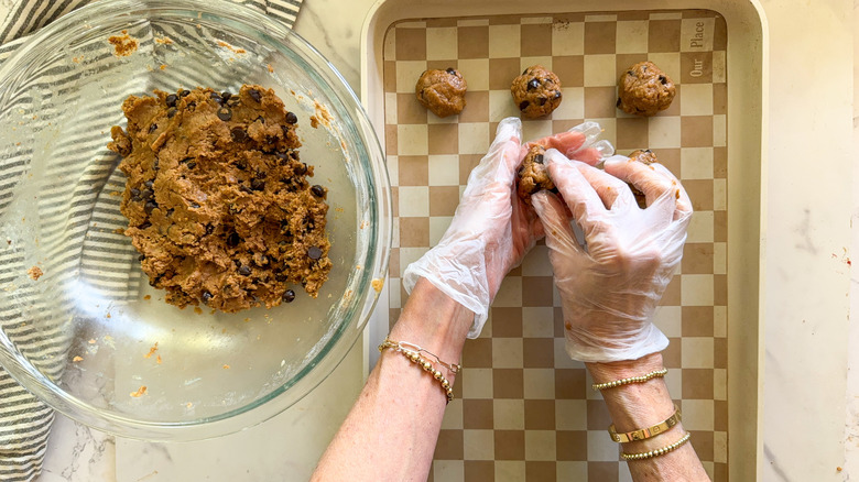 rolling dough into balls