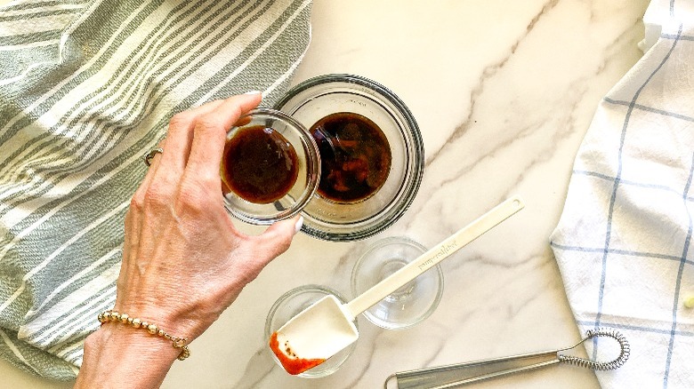 sauce ingredients in glass bowl