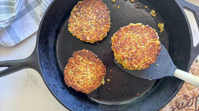 burgers in pan