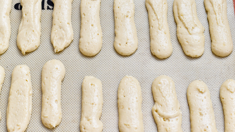 piping vegan aquafaba ladyfingers