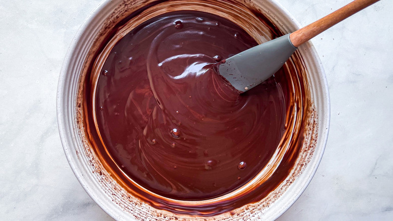 chocolate tart filling in bowl