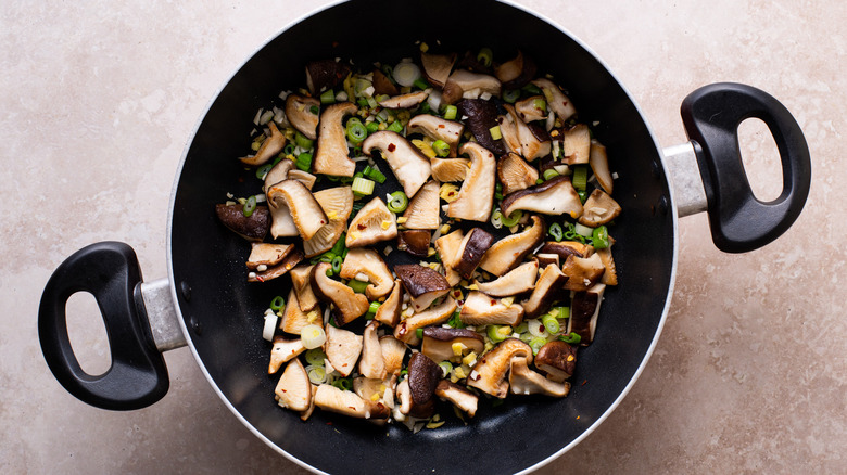 mushrooms in pan