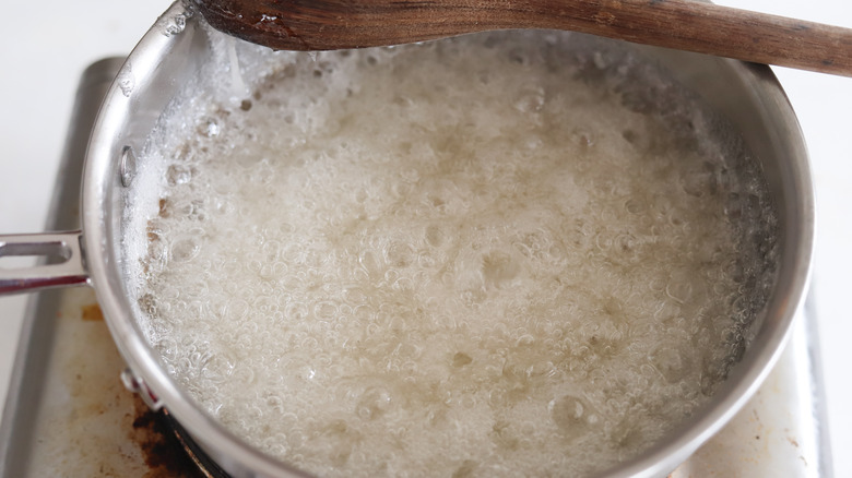 sugar boiling in a pot