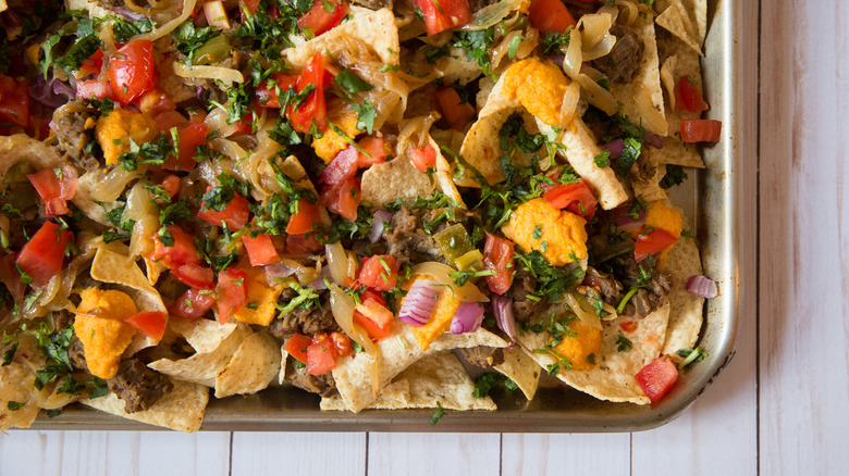 close up of vegan nachos