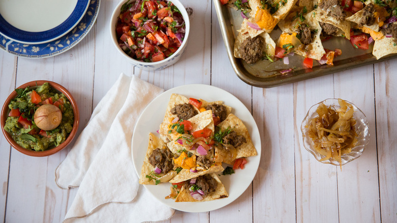 vegan lentil nachos on plate 