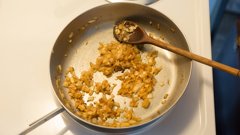 sauteeing garlic and onion 