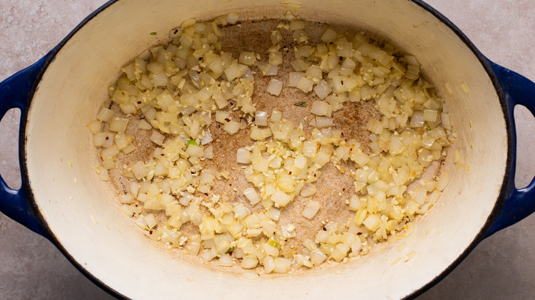 sautéed onions in Dutch oven