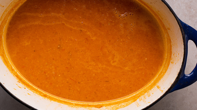 tomato soup in Dutch oven