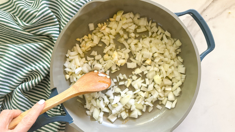 onions in pan