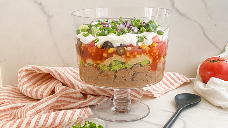 seven layer dip in bowl