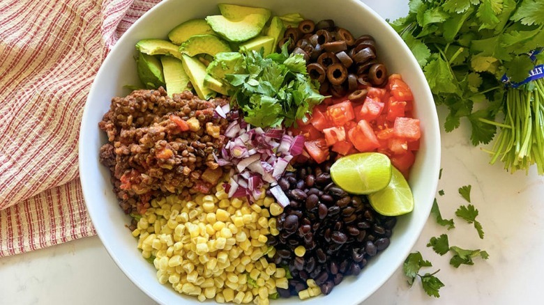 vegan taco salad in bowl