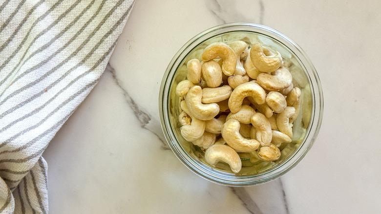 glass bowl of cashews