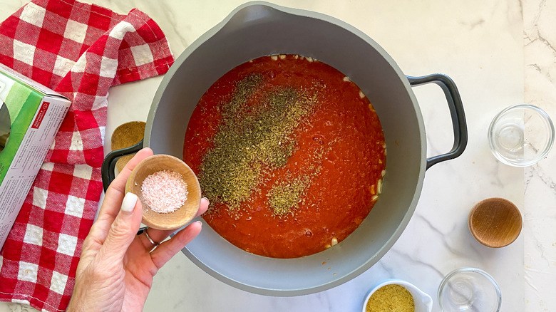 sauce ingredients in pot