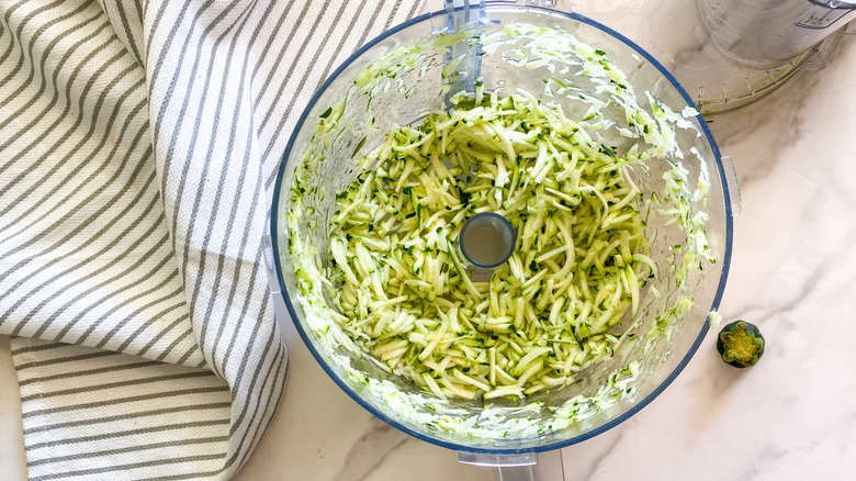 grated zucchini in food processor