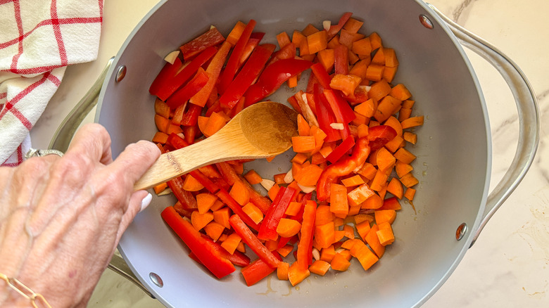 carrots and red pepper cooking