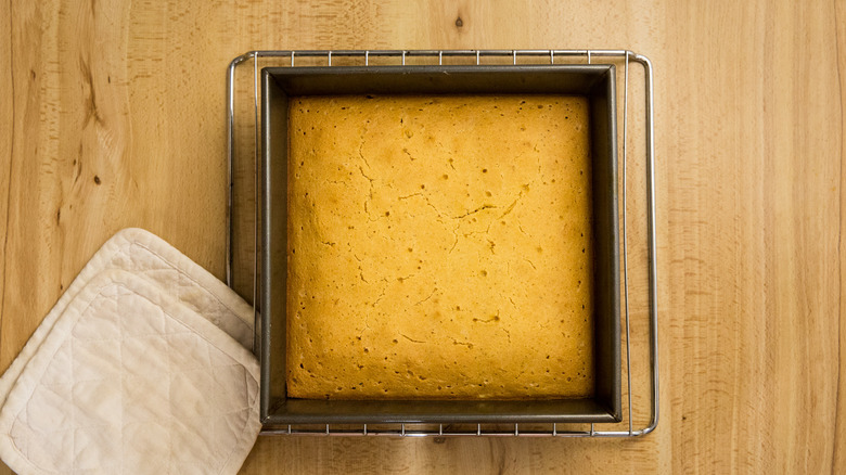 cornbread on cooking rack