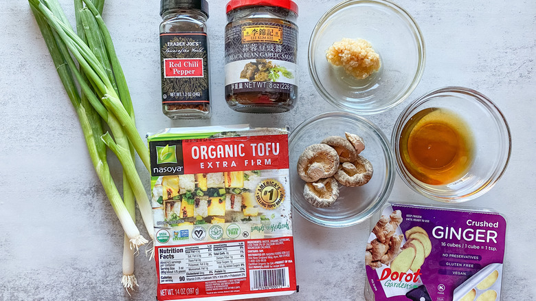 ingredients for vegetarian mapo tofu