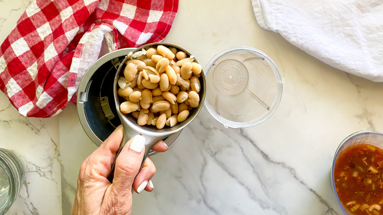 blending part beans and soup