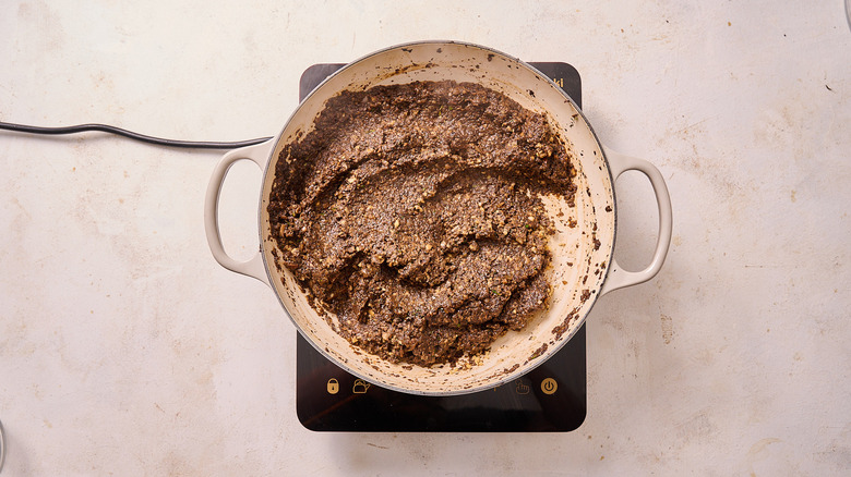 broth reduced in skillet