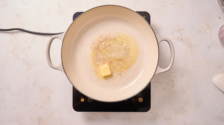 melting butter in skillet