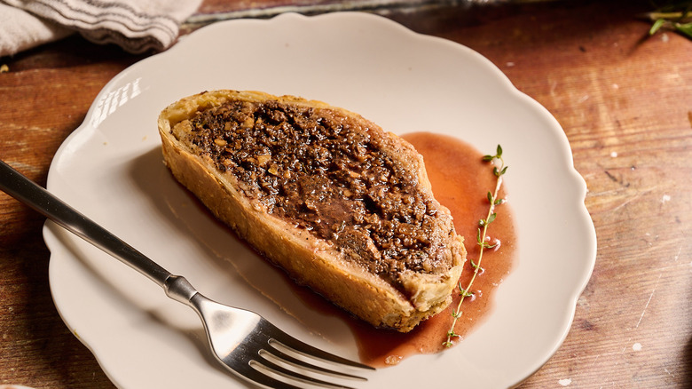 porcini wellington on plate