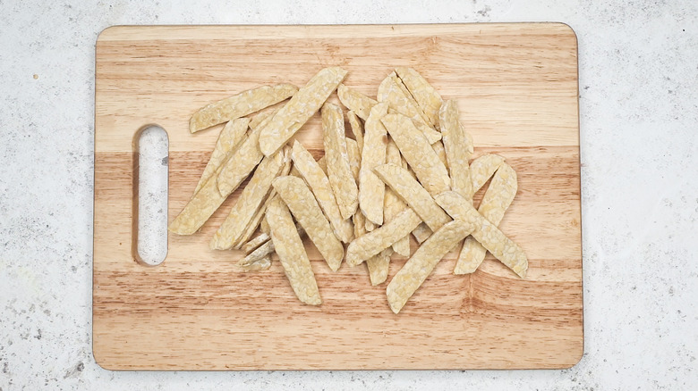 Tempeh cut into strips