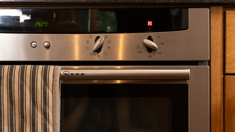 preheating an oven 