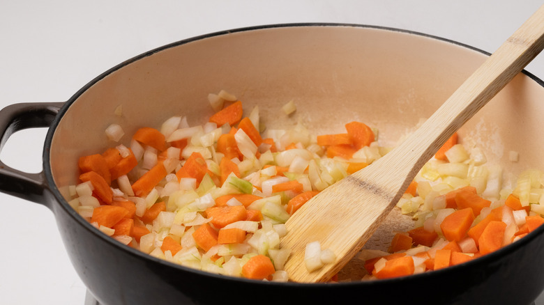 sautéing onions and carrots