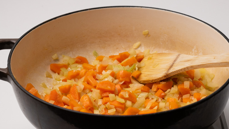 sautéing onions and carrots