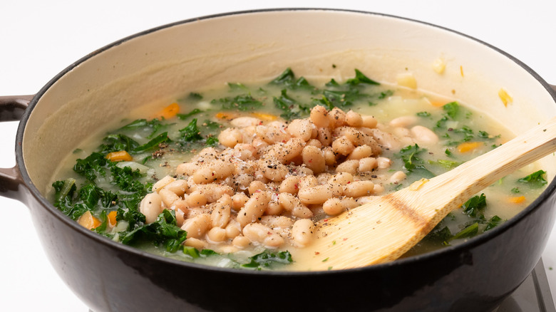 adding white beans to stew 