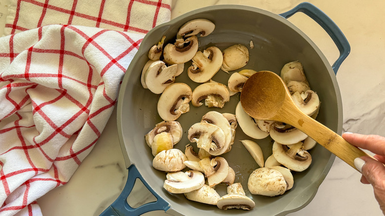 mushrooms in pan