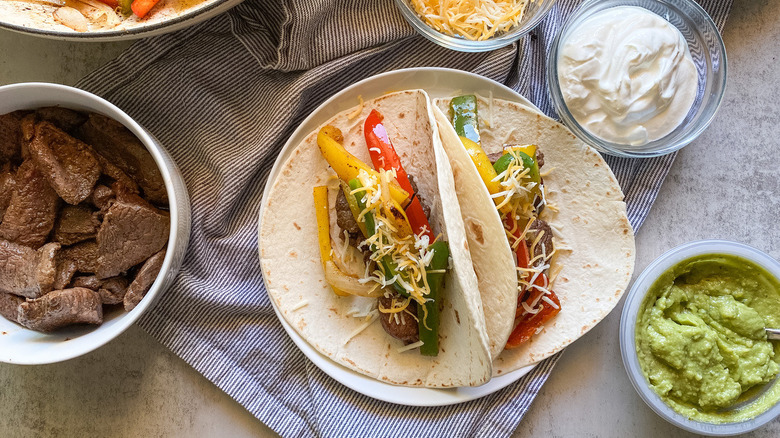 venison fajitas on plate